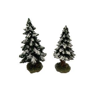 Dept 56 Village Vintage Snowy Scotch Pines Set of 2 Christmas Decor